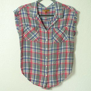 Flannel Button down short sleeve top size small